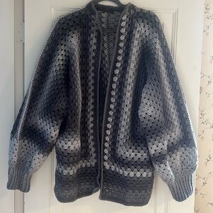 Handmade Womens Crochet Open Cardigan Sweater Long Sleeve